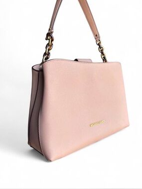 Michael Kors Pale Pink Saffiano Shoulder Bag with Gold Hardware